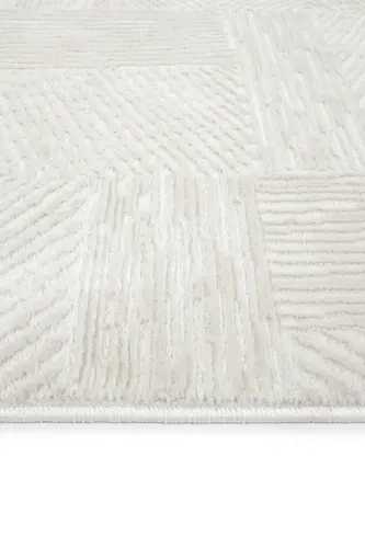 Nevada 2507 Cream Beige Striped Machine Carpet Soft Embossed Bedroom Living Room Sitting Room Carpet-Cream 3 - 3