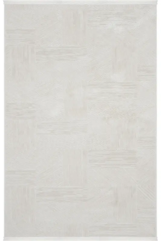 Nevada 2507 Cream Beige Striped Machine Carpet Soft Embossed Bedroom Living Room Sitting Room Carpet-Cream 3 - 4