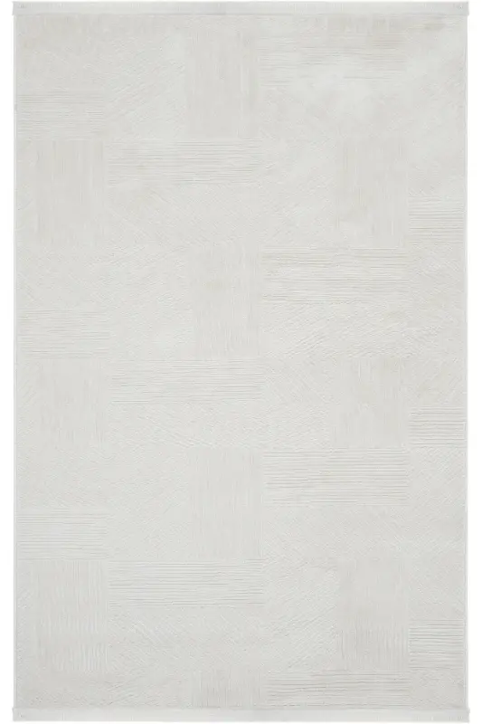 Nevada 2507 Cream Beige Striped Machine Carpet Soft Embossed Bedroom Living Room Sitting Room Carpet-Cream 3 - 5