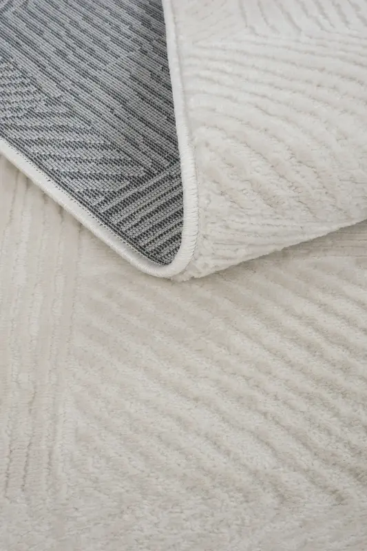 Nevada 2507 Cream Beige Striped Machine Carpet Soft Embossed Bedroom Living Room Sitting Room Carpet-Cream 3 - 8