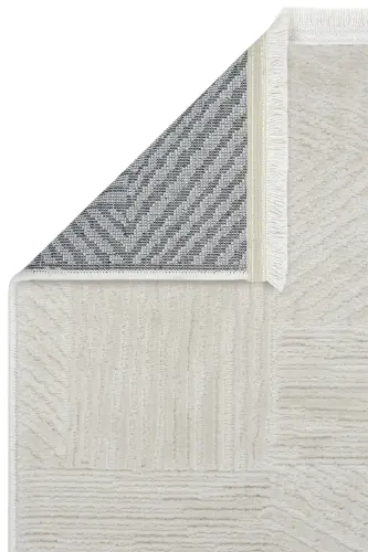 Nevada 2507 Cream Beige Striped Machine Carpet Soft Embossed Bedroom Living Room Sitting Room Carpet-Cream 3 