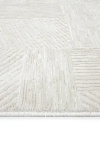 Nevada 2507 Krem Bej Chiziqli Mashina Gilami Yumshoq Kabartmali Yotoq Xonasi Salon Mehmon Xonasi Gilami-Krem 3 - 3