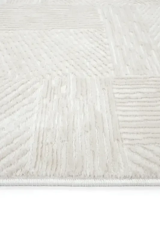 Nevada 2507 Krem Bej Chiziqli Mashina Gilami Yumshoq Kabartmali Yotoq Xonasi Salon Mehmon Xonasi Gilami-Krem 3 - 3