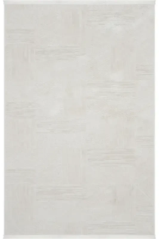 Nevada 2507 Krem Bej Chiziqli Mashina Gilami Yumshoq Kabartmali Yotoq Xonasi Salon Mehmon Xonasi Gilami-Krem 3 - 4