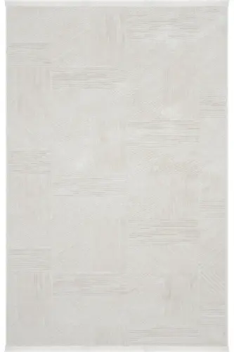 Nevada 2507 Krem Bej Çizgili Makina Halısı Yumuşak Kabartmalı Yatak Odası Salon Oturma Odası Halısı - Krem 3 - 3