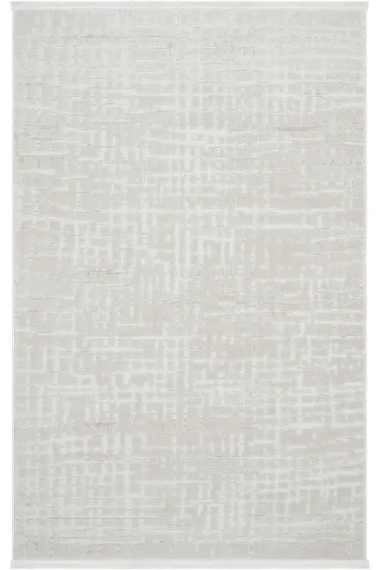 Nevada 2508 Beige White Striped Soft Machine Carpet Embossed Bedroom Living Room Rug-Cream 1 - 2