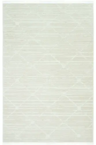 Nevada 2509 Cream Embossed Carpet Soft Fringed Modern Home Room Living Room Bedroom Carpet-Beige White 