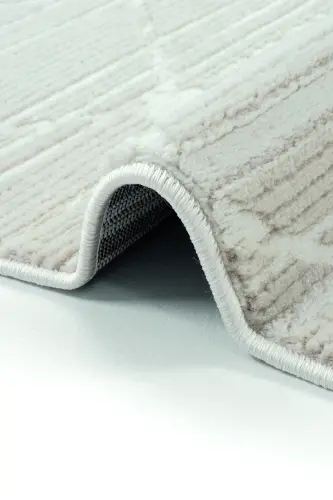 Nevada 2509 Cream Embossed Carpet Soft Fringed Modern Home Room Living Room Bedroom Carpet-Beige White - 5