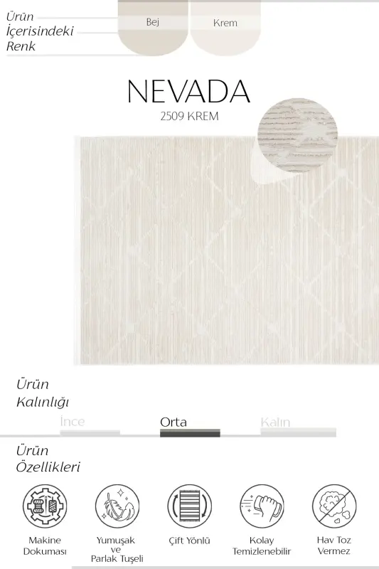 Nevada 2509 Cream Embossed Carpet Soft Fringed Modern Home Room Living Room Bedroom Carpet-Beige White - 8