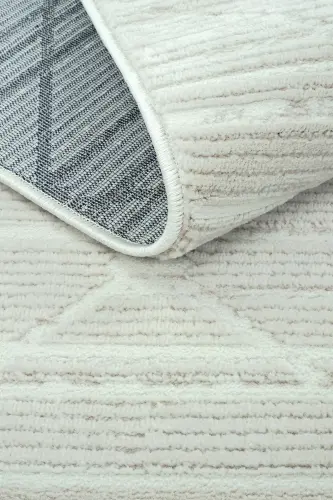 Nevada 2509 Krem Kabartmali Gilam Yumshoq Sochokli Zamonaviy Uy Xona Mehmonxona Yotoq Xonasi Gilami-Bej Oq - 6