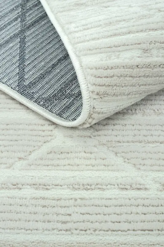 Nevada 2509 Krem Kabartmali Gilam Yumshoq Sochokli Zamonaviy Uy Xona Mehmonxona Yotoq Xonasi Gilami-Bej Oq - 6