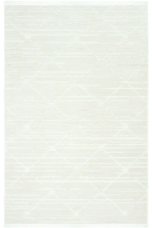 Nevada 2509 Крем Рельефный Ковер Мягкий Бахромчатый Современный Дом Комната Гостиная Гостиная Спальня Ковер-Бежевый Белый - 2