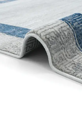 Nevada Gri Mavi Oturma Odası Halısı Çerçeve Desenli Salon Halısı Yumuşak Dokulu Parlak Klasik Halı-Gri 11 - 8