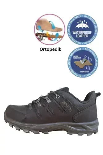 never waterproof breathable orthopedic sole genuine leather-M5557NSblack - 1