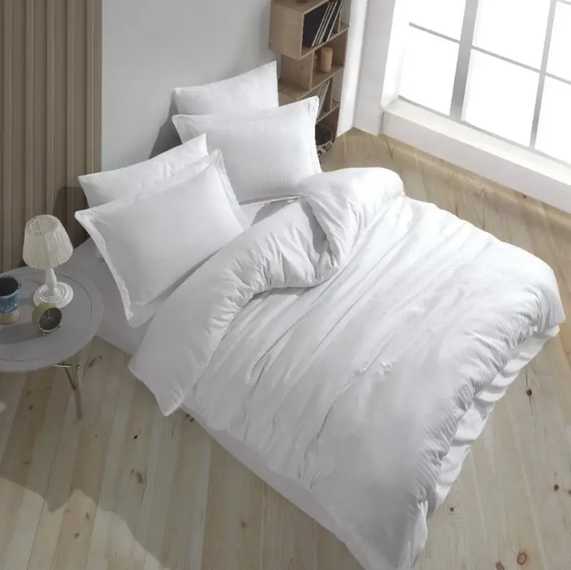 Nevresim Dünyası Çift Kişilik Çizgili Nevresim Takımı Beyaz - 3