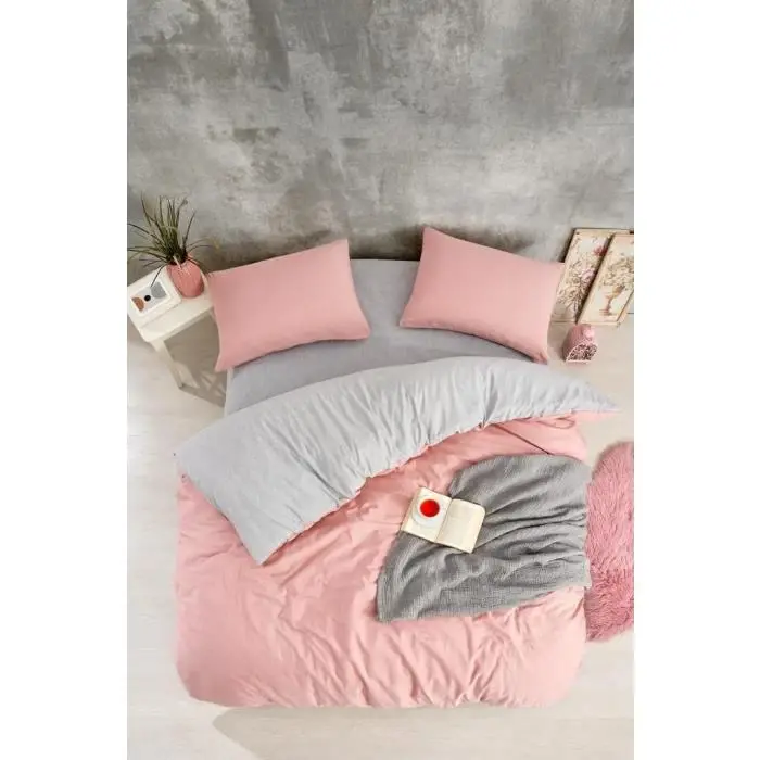 Nevresim Dünyası Düz Renk Tek Kişilik Nevresim Takımı Pudra - 1