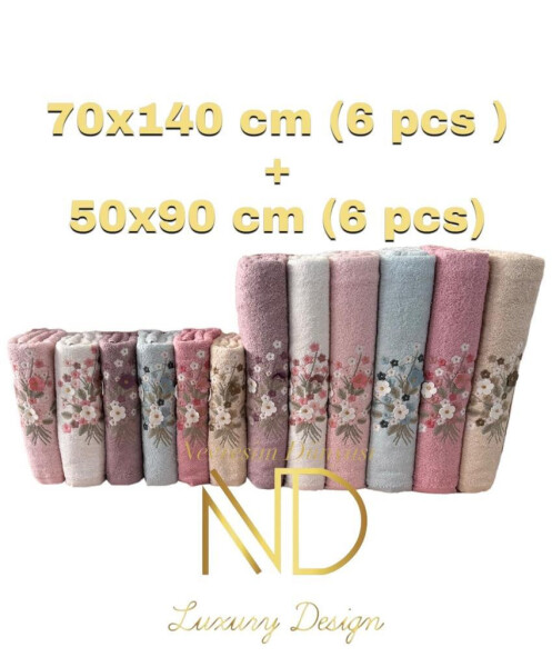 Nevresim Dünyası NH Mimoza Terry 6-Piece Towel Set 50x90cm + 70X140 cm 6 Pieces - 4