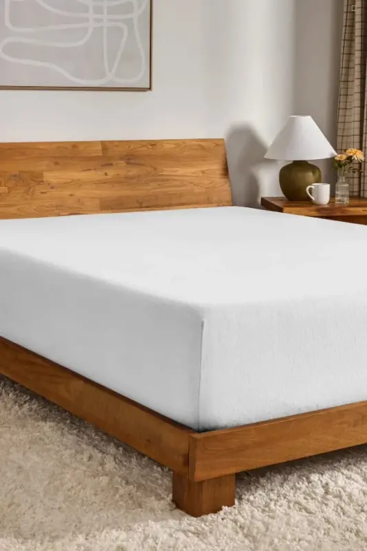 Nevresim Dünyası Pamuk Çift Kişilik Lastikli(fitted) Penye Çarşaf Beyaz - 1