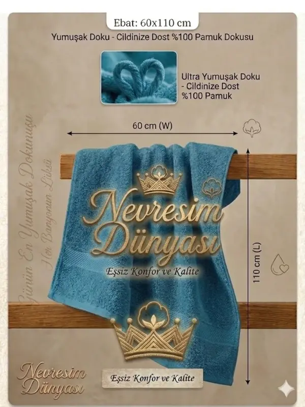 Nevresim Dünyası Prime Havlu 60x110 Lacivert - 1