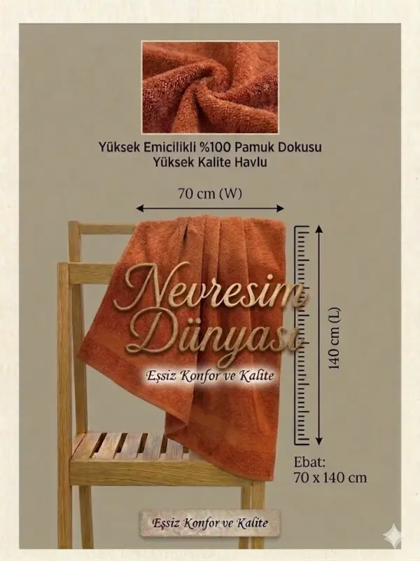 Nevresim Dünyası Prime Havlu 70x140 Kiremit - 1