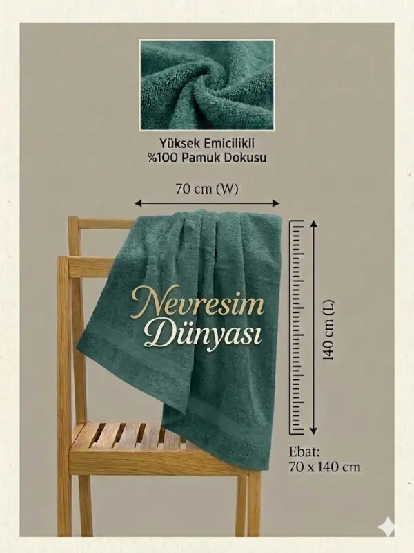 Nevresim Dünyası Prime Havlu 70x140 Yeşil - NEVRESIMDUNYASI