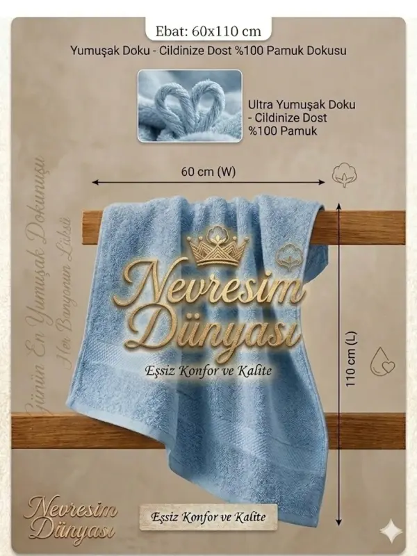 Nevresim Dünyası Prime Полотенце 60x110 Серый - NEVRESIMDUNYASI