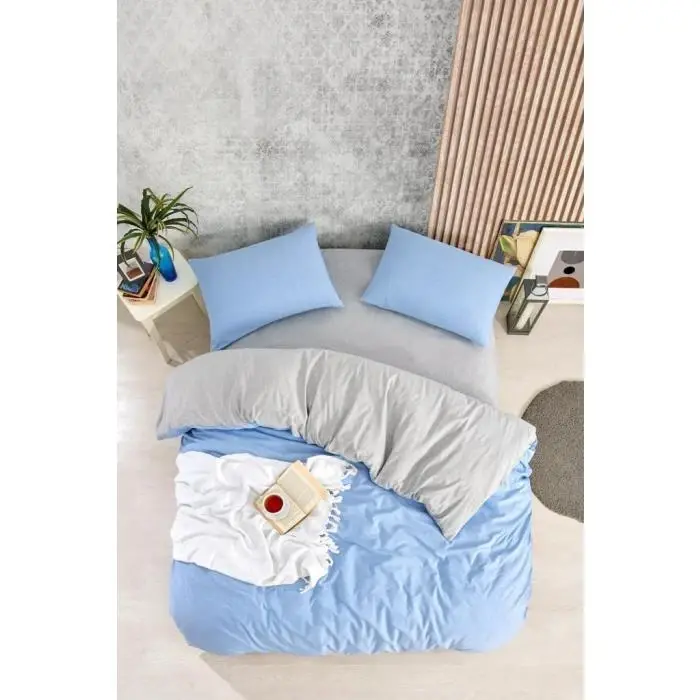 Nevresim Dünyası Solid Color Single Duvet Cover Set Blue - 1