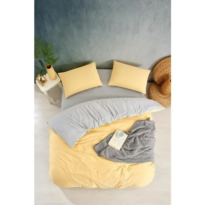 Nevresim Dünyası Solid Color Single Duvet Cover Set Yellow 8627612612712 - NEVRESIMDUNYASI