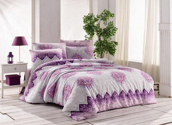 Nevresim World Fashion Ranforce Double Bed Duvet Cover Set Nadide Lilac - 3