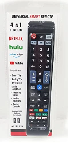 NEW 10-in-1 Universal Smart Remote Control for Smart TVs, Roku, DVD Players, Amplifiers - Dedicated App Buttons for Netflix, Hulu, and YouTube - Audiobox (1)