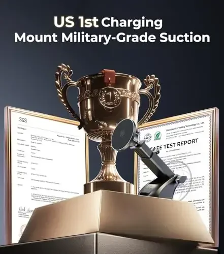 New 2025 Vacuum Magnetic Phone Suction Holder, 15W Wireless Charger for MagSafe Car Mount & Dashboard Windshield Vent Holder, All-Weather Suction for Uber, iPhone 16/15/14 Pro Max Plus - MODAZONE (1)