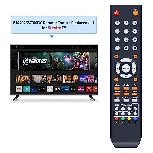 New 8142026670003C Universal Remote Control Replacement for All Sceptre TV LED LCD HDTV - No Programing or Setup Required - 2