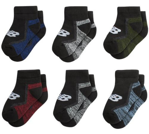 New Balance Baby Boys' Socks - 6 Pack Cushion Quarter Cut Socks (Infant/Toddler) - 31