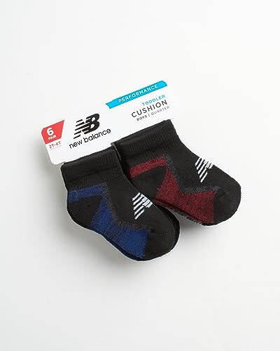 New Balance Baby Boys' Socks - 6 Pack Cushion Quarter Cut Socks (Infant/Toddler) - 32