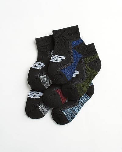 New Balance Baby Boys' Socks - 6 Pack Cushion Quarter Cut Socks (Infant/Toddler) - 21