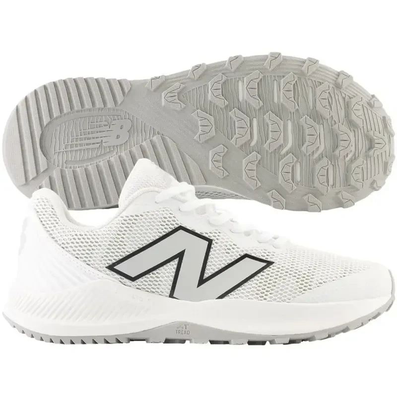 New Balance Youth 4040v7 Turf Trainer Baseball Shoe White/Grey 10.5- - NEW BALANCE