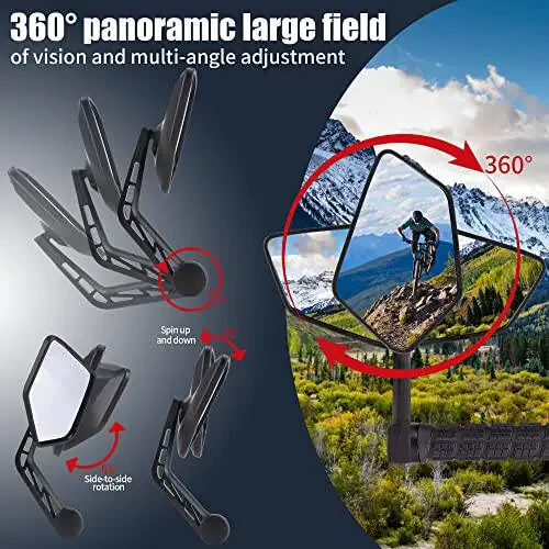 New Bar End Bike Mirror, APLSTOW HD Automotive Grade Glass Lens E-Bike Mirrors, Scratch Resistant, Safe Bicycle Rearview Mirrors (A Pair) - 3