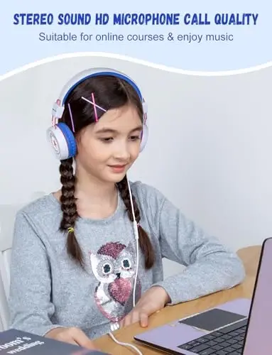 New Bee Kids Headphones for School with Microphone KH20 HD Stereo Safe Volume Limited 85dB/94dB Foldable Lightweight On-Ear Headphone for boy Mac/Android/Kindle/Tablet/Pad - 5