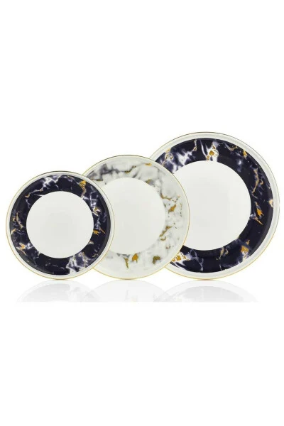 New Bone Aşiyan Collection 91 Piece Round Dinnerware Set -gold plated- - 3