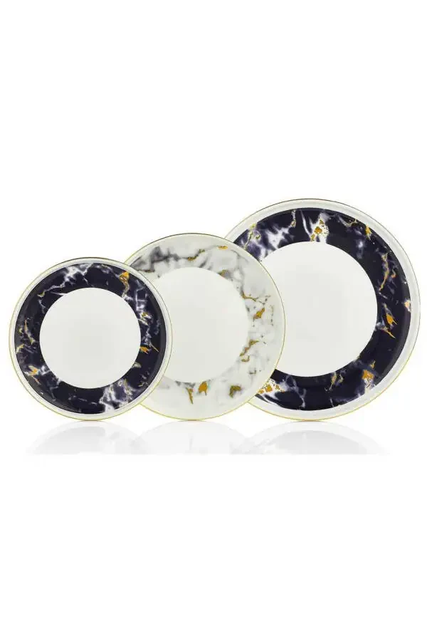 New Bone Aşiyan Collection 91 Piece Round Dinnerware Set -gold plated- - 3