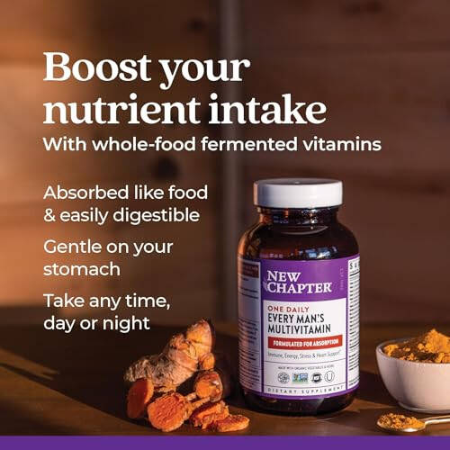 New Chapter Men's Multivitamin for Immune, Stress, Heart + Energy Support with Fermented Nutrients - Every Man's One Daily, Made with Organic Vegetables & Herbs, Non-GMO, Gluten Free - 72 ct - 9