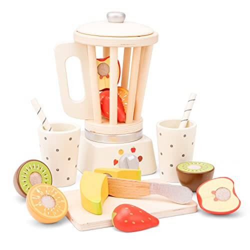 New Classic Toys Wooden Smoothie Set - Pretend Play Toy for Kids Cooking Simulation Educational Toys and Color Perception Toy for Preschool Age Toddlers Boys Girls - 43