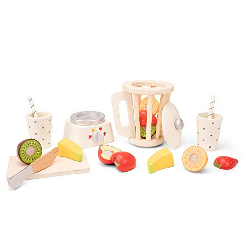 New Classic Toys Wooden Smoothie Set - Pretend Play Toy for Kids Cooking Simulation Educational Toys and Color Perception Toy for Preschool Age Toddlers Boys Girls - 44