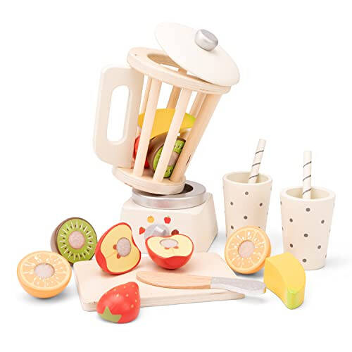 New Classic Toys Wooden Smoothie Set - Pretend Play Toy for Kids Cooking Simulation Educational Toys and Color Perception Toy for Preschool Age Toddlers Boys Girls - 45