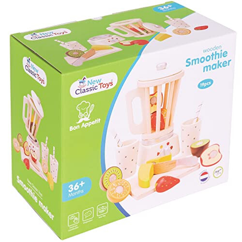 New Classic Toys Wooden Smoothie Set - Pretend Play Toy for Kids Cooking Simulation Educational Toys and Color Perception Toy for Preschool Age Toddlers Boys Girls - 49