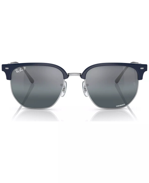 New Clubmaster Polarized Sunglasses, RB4416 Blue on Silver-Tone - 9