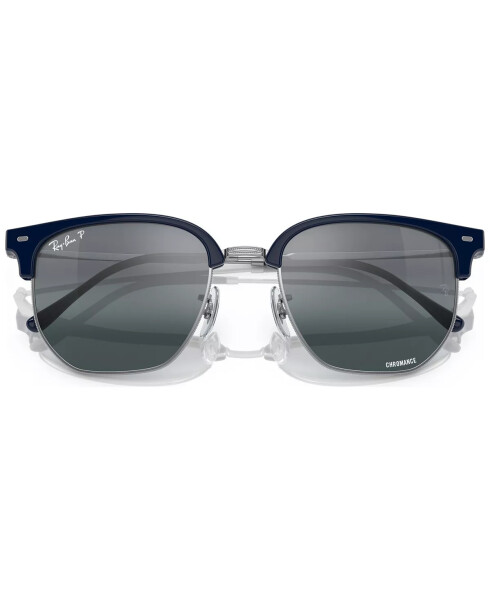 New Clubmaster Polarized Sunglasses, RB4416 Blue on Silver-Tone - 12