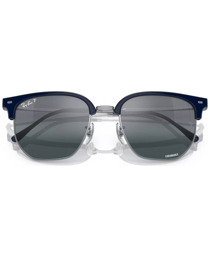 New Clubmaster Polarized Sunglasses, RB4416 Blue on Silver-Tone - 5