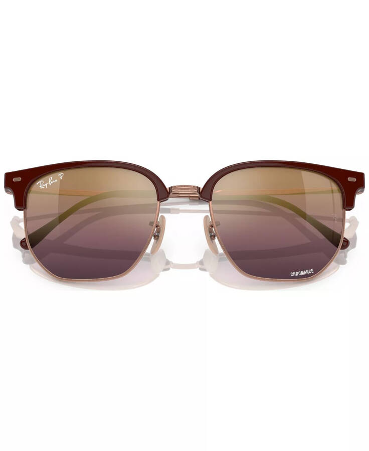 New Clubmaster Polarized Sunglasses, RB4416 Bordeaux on Rose Gold-Tone - 12