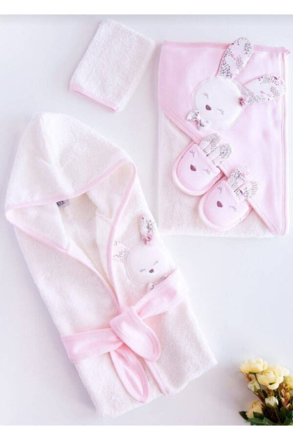 New Collection Baby Girl Towel Robe Set 100826 Pink - Baby Birth Gift - 2